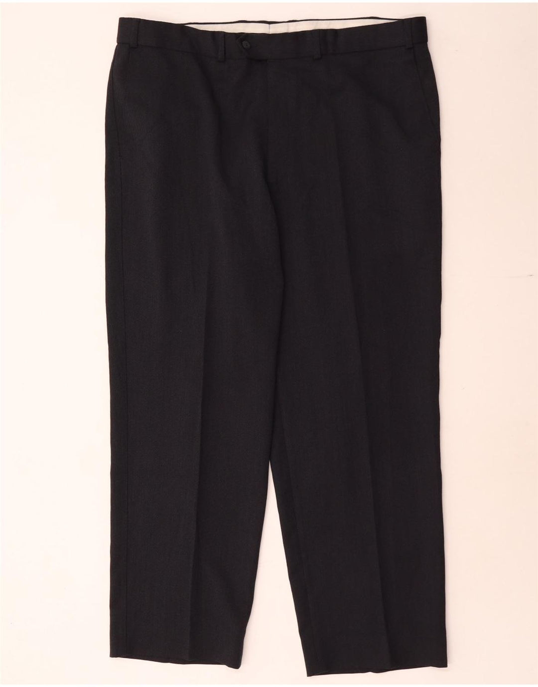 Marks & Spencer Pantalón de traje recto para hombre W40 L29 Poliéster azul marino