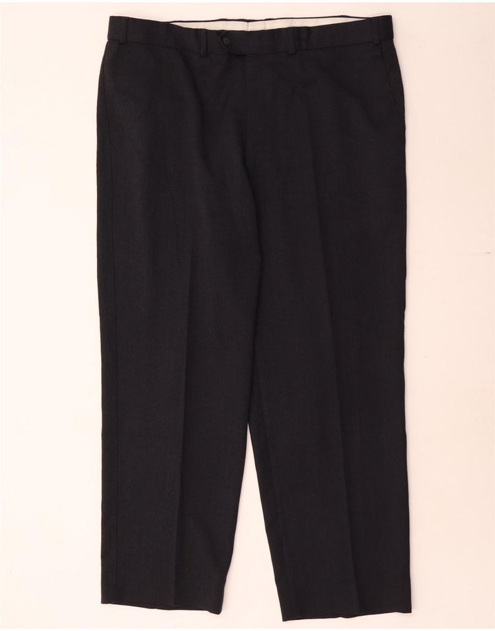 Marks & Spencer Pantalón de traje recto para hombre W40 L29 Poliéster azul marino