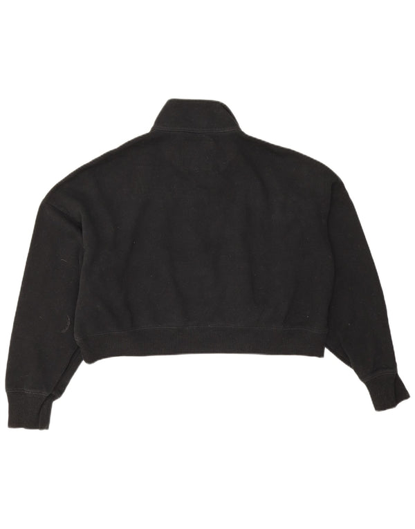 Hollister Mujer Oversize Crop Zip Neck Sudadera con capucha Jumper UK 10 Small Negro