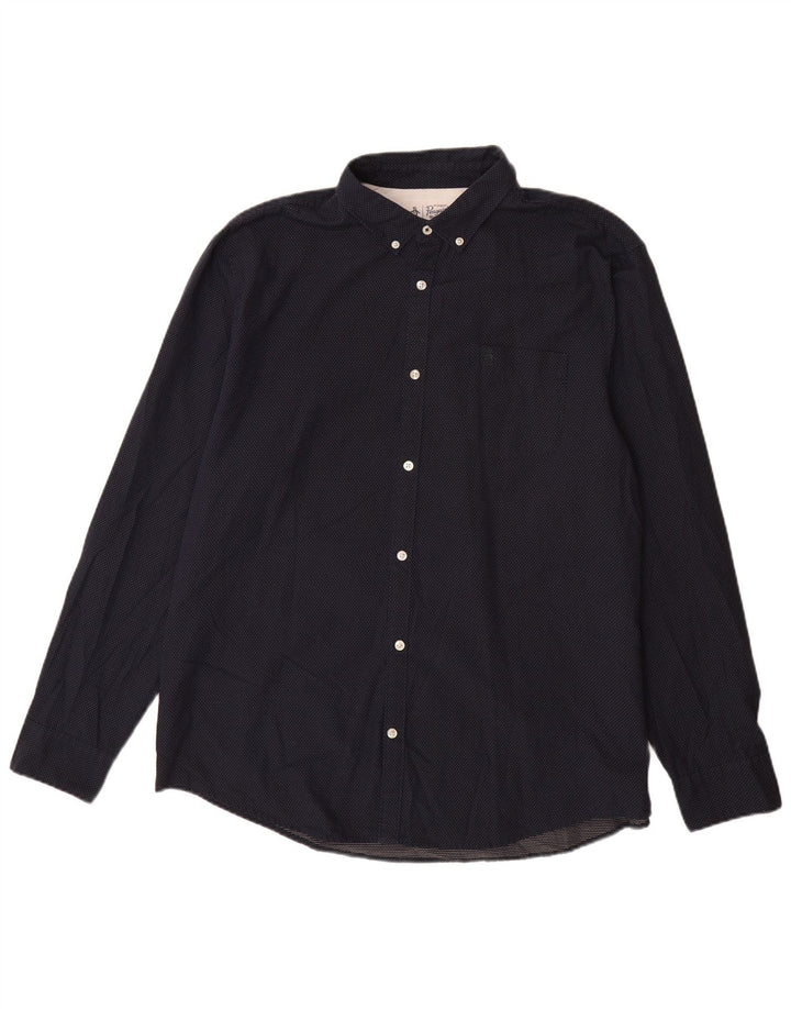 Camisa Penguin para hombre 2XL Algodón con lunares azul marino