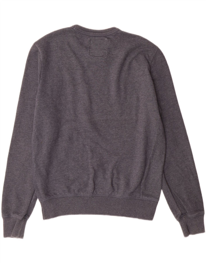Superdry Hombre Sudadera Jumper Grande Gris Algodón Retro