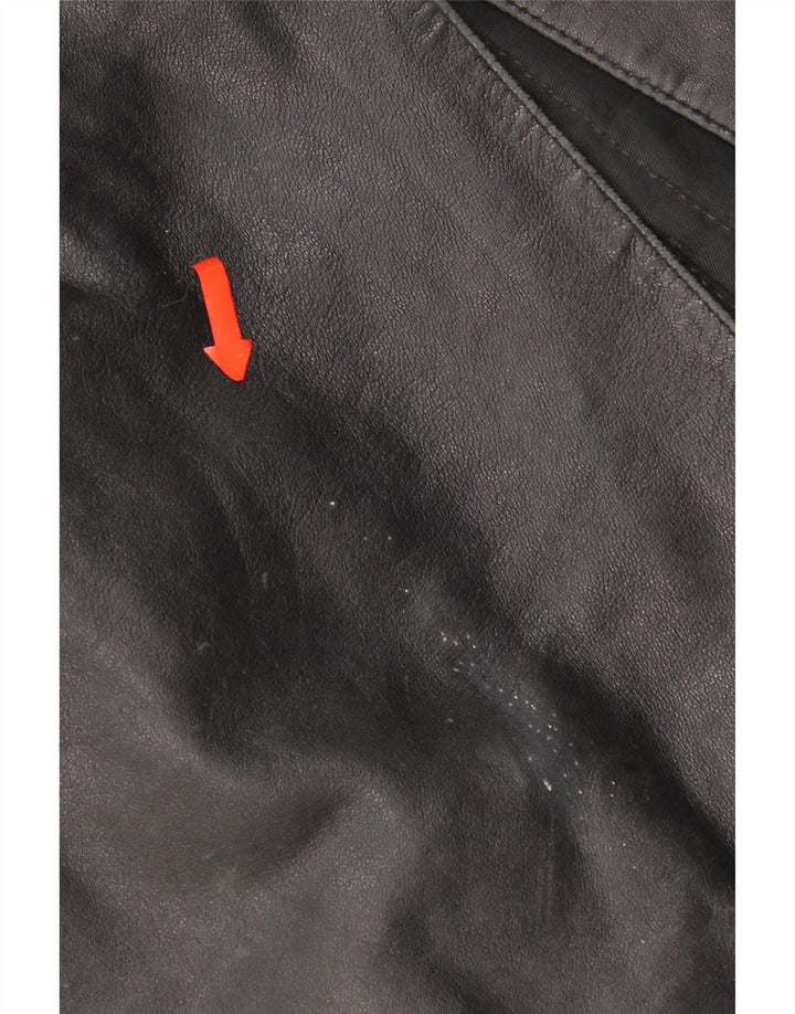 Vintage mujer chaqueta de cuero Reino Unido 16 cuero negro grande