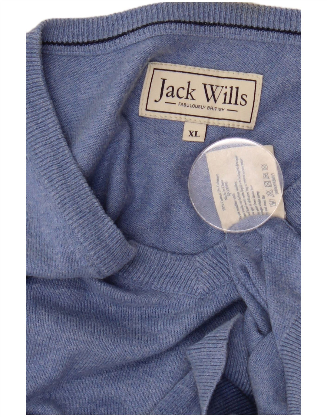 JACK WILLS Jersey con cuello en V para hombre XL Algodón azul