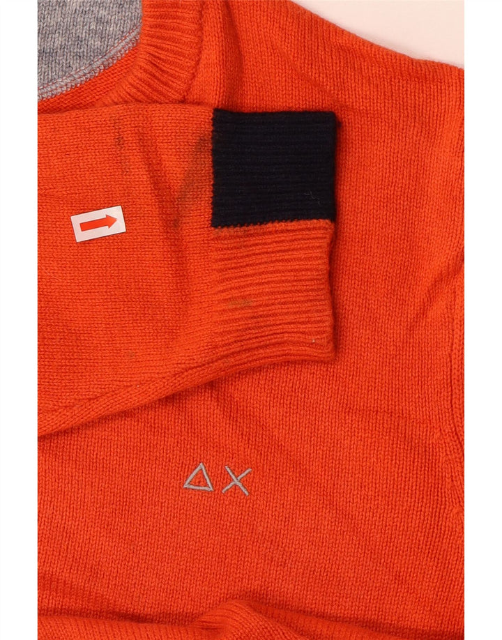 Sun68 Suéter de cuello redondo para mujer UK 46 Large Lana naranja