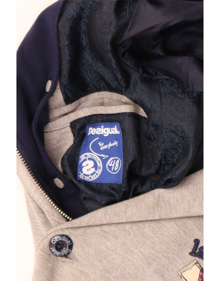 Desigual Chaqueta tipo blazer con capucha y 2 botones para hombre UK 48 4XL Gris Colorblock