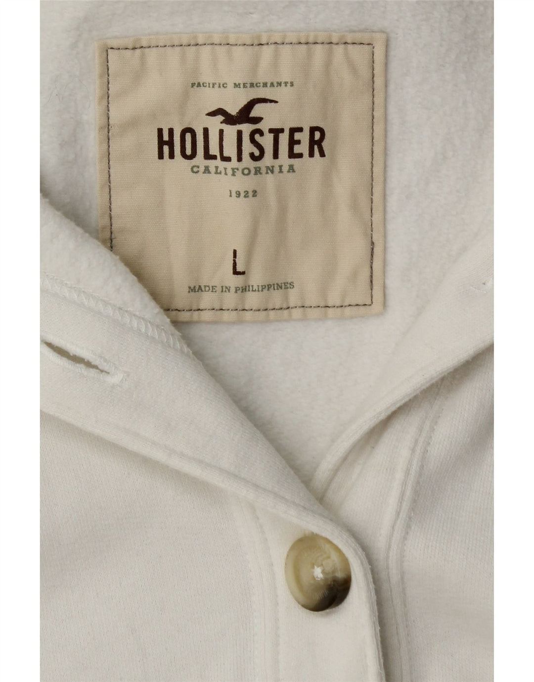 HOLLISTER Chaqueta superior de chándal gráfico para mujer Reino Unido 40 Grande Algodón blanco