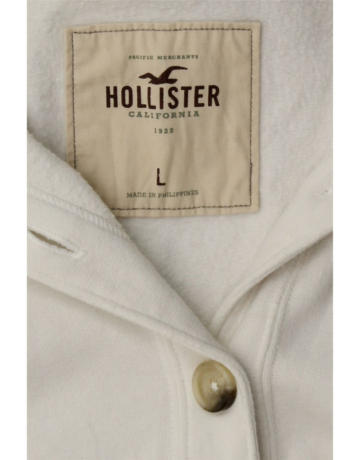 HOLLISTER Chaqueta superior de chándal gráfico para mujer Reino Unido 40 Grande Algodón blanco
