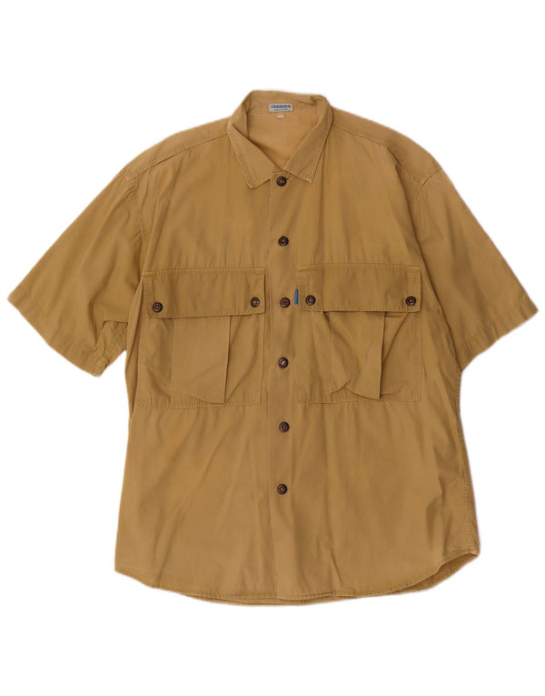 Camisa Carrera Hombre Manga Corta Small Algodón Beige