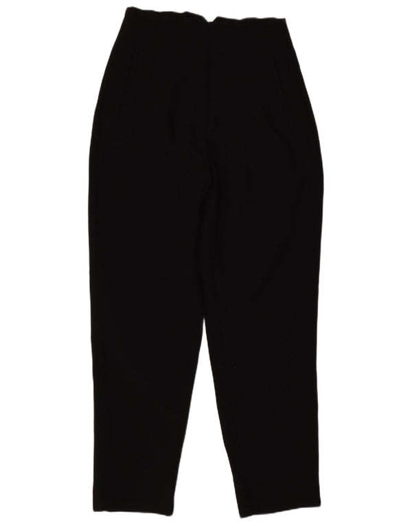 Zara Mujer Pantalones De Traje De Cintura Alta Pequeño W26 L26 Poliéster Negro