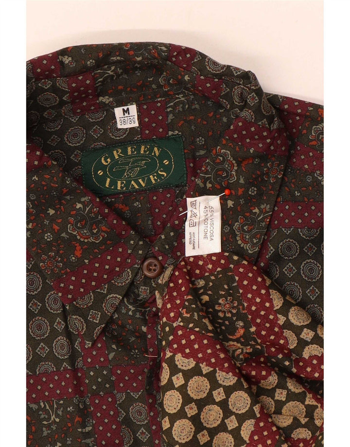 Camisa Hombre Hojas Verdes Talla 38/39 Viscosa Paisley Roja Mediana