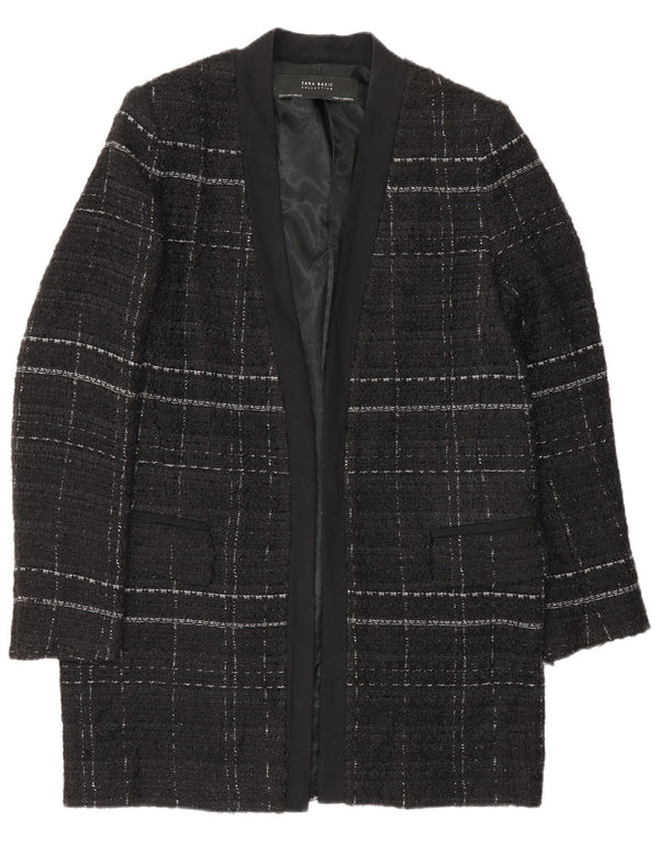 Zara Mujer Abrigo Abierto UK 44 Medium Black Check