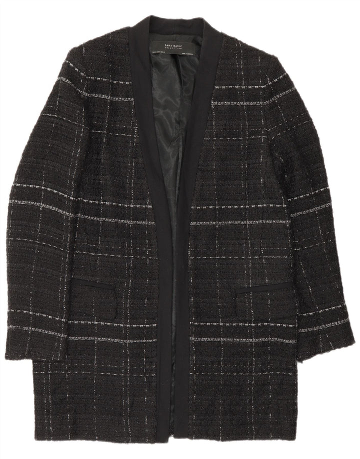 Zara Mujer Abrigo Abierto UK 44 Medium Black Check