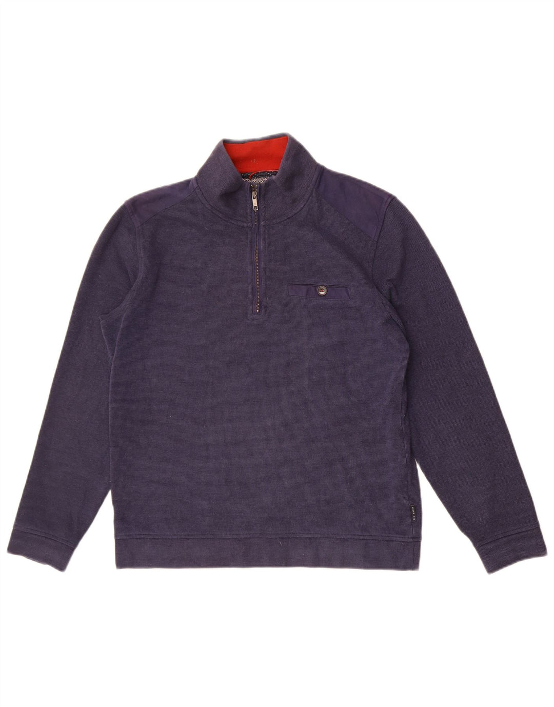 Ted Baker - Sudadera con cuello y cremallera para hombre, talla 3, mediana, azul marino