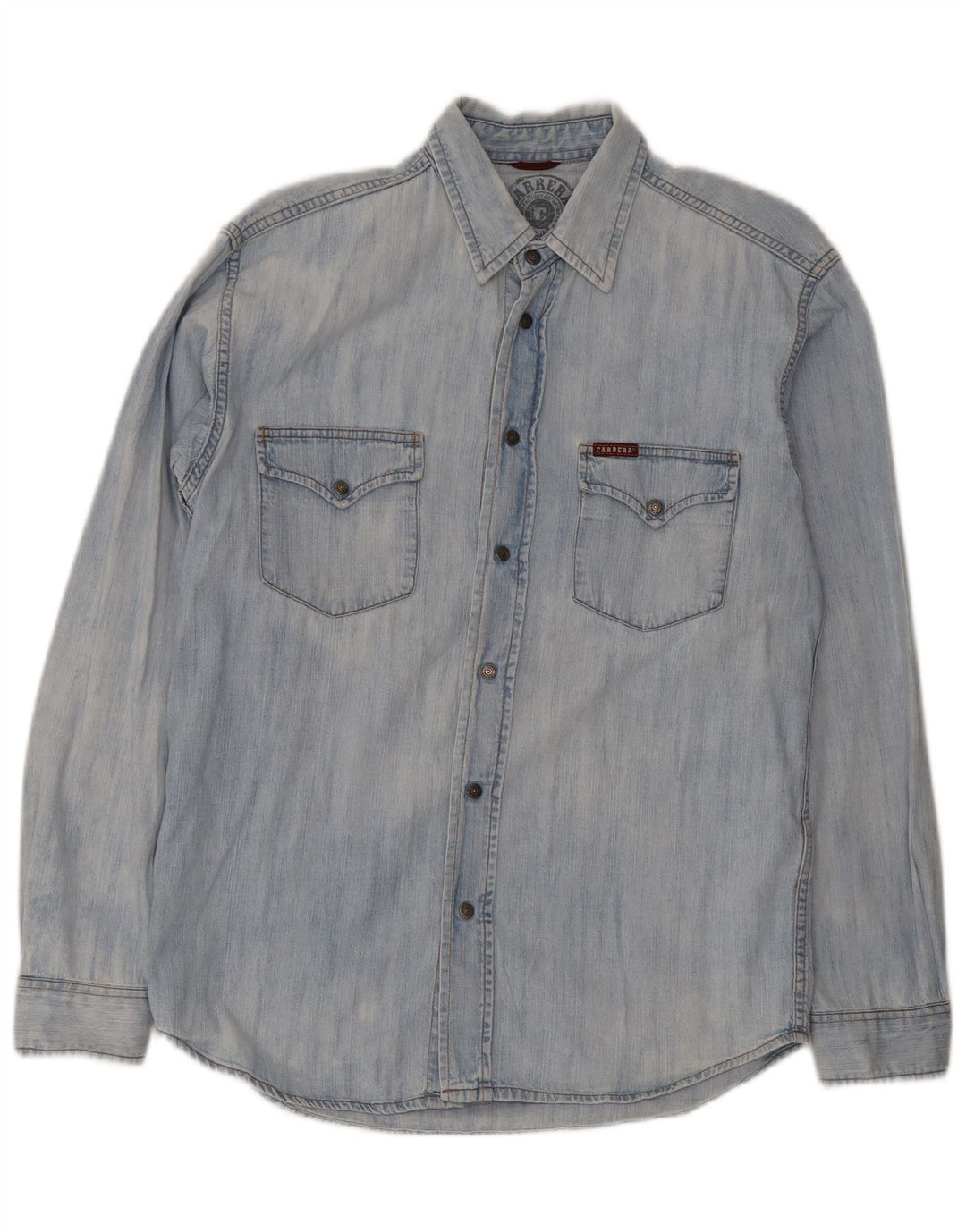 Camisa Vaquera Carrera Hombre Azul Medio Algodón