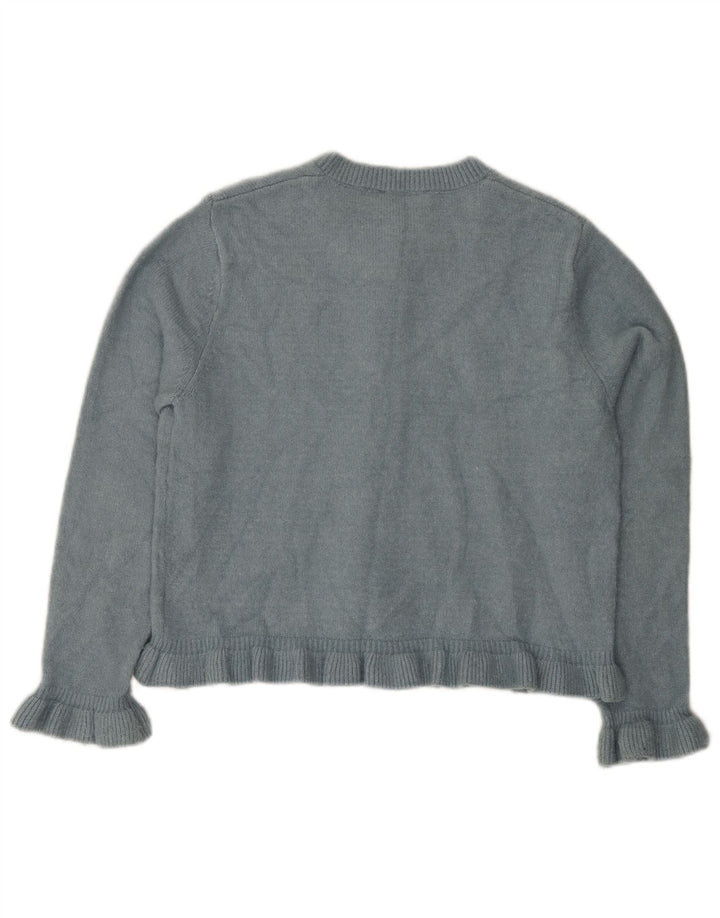 Zara Mujer Cárdigan Suéter UK 44 Poliéster Azul Medio