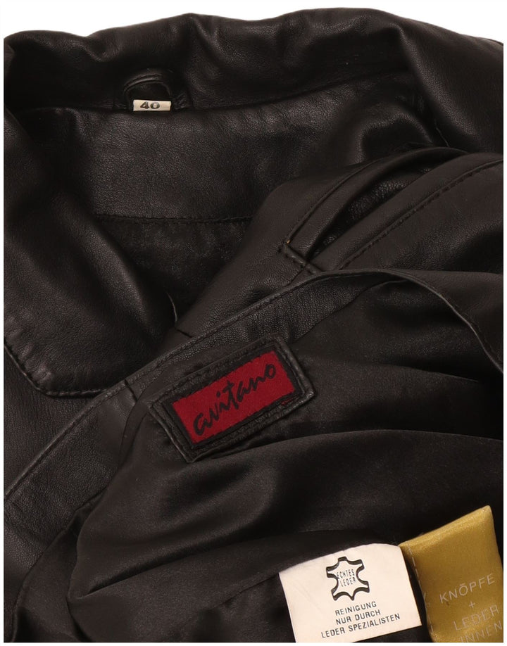 Avitano Chaqueta Blazer de Cuero con 3 Botones para Mujer EU 40 Cuero Negro Mediano