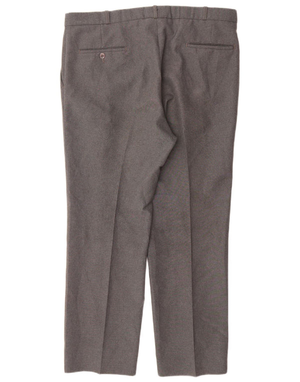 Farah Pantalón de traje con pinzas para hombre W38 L30 Poliéster gris