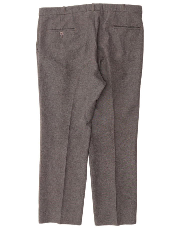 Farah Pantalón de traje con pinzas para hombre W38 L30 Poliéster gris