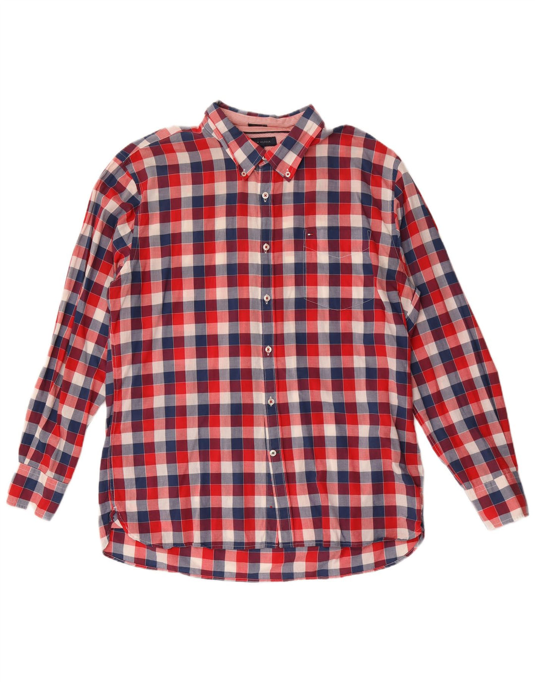 Tommy Hilfiger Camisa de ajuste personalizado para hombre XL Algodón a cuadros rojo