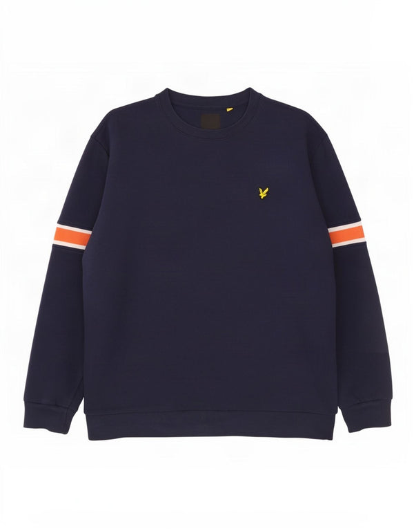 Lyle & Scott Sudadera para hombre Jumper 2XL Azul marino Colorblock Algodón
