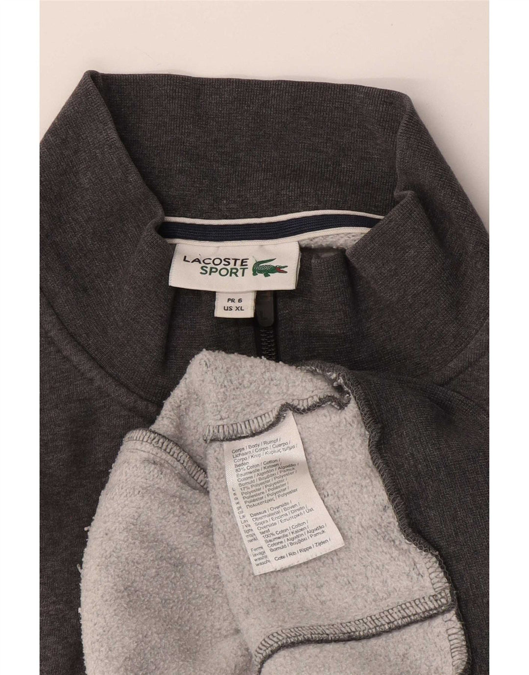 Lacoste Chaqueta de chándal para hombre talla 6 XL Algodón gris