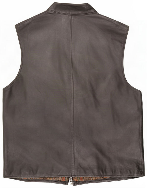Chaleco utilitario de cuero vintage para hombre UK 38 Medium Black