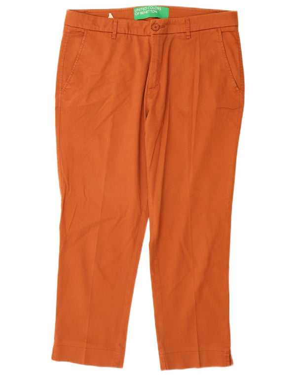 Benetton Pantalones Cortos Entallados Para Mujer UK 44 Large W32 L25 Algodón Naranja