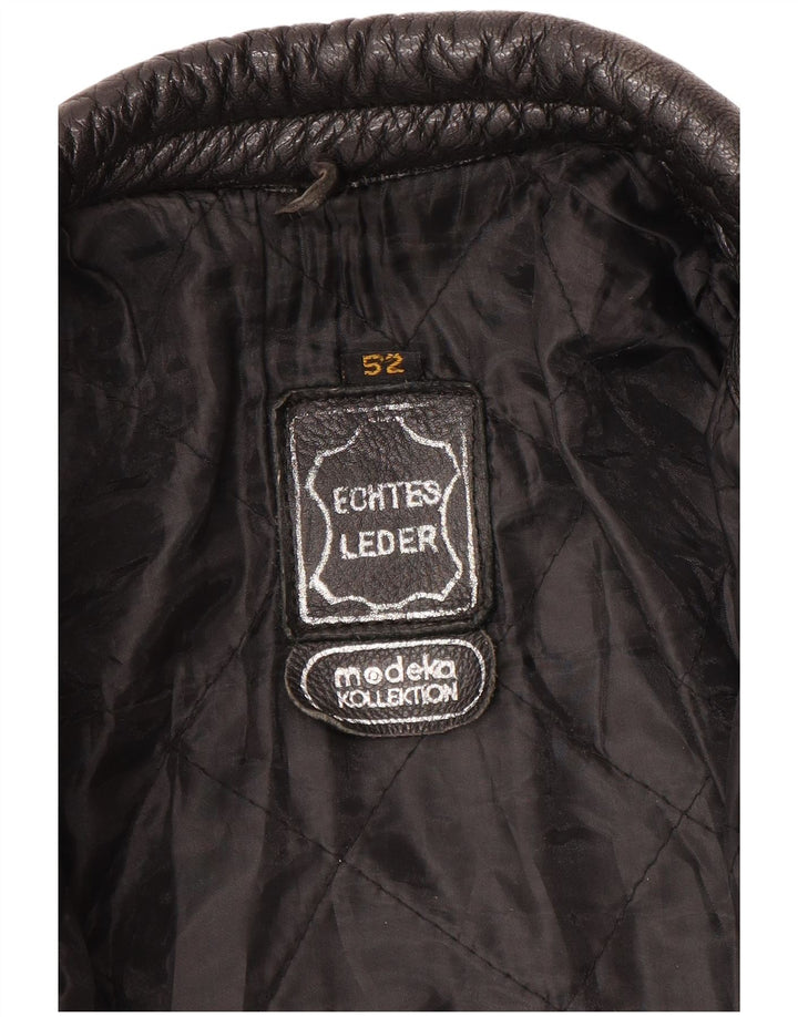 Modeka Chaqueta motera de cuero para hombre UK 38 Medium Black Leather