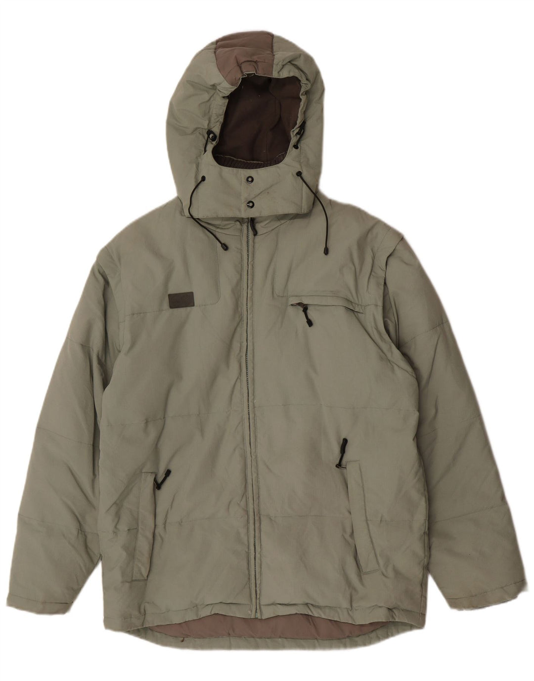 Fila Chaqueta acolchada con capucha para hombre, talla 40, poliamida caqui grande