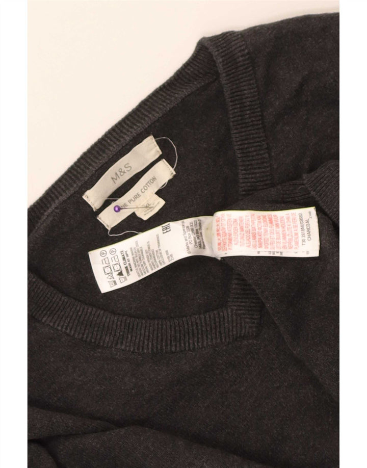 Marks & Spencer Jersey con cuello en V para hombre XL Algodón gris