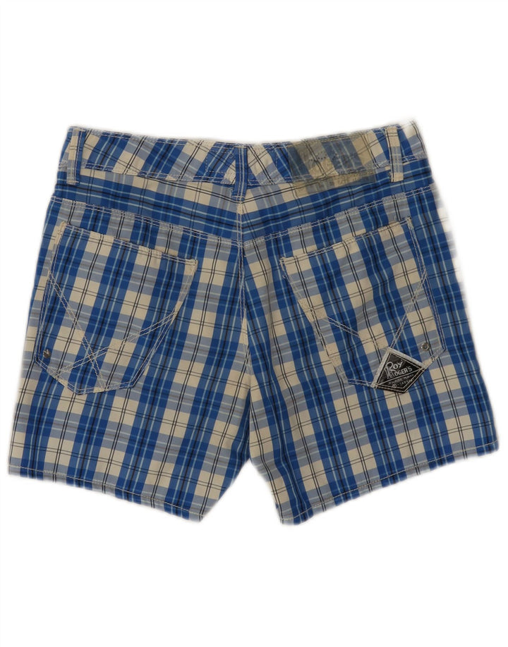 Roy Rogers Pantalones cortos casuales para mujer IT 44 Medium W30 Poliamida a cuadros azules