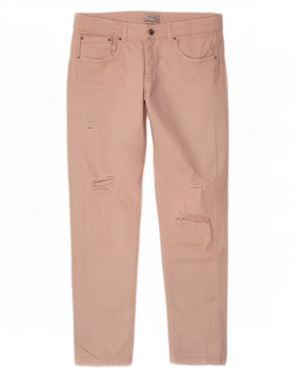 Zara Jeans ajustados desgastados para mujer EU 38 Small W28 L29 Rosa