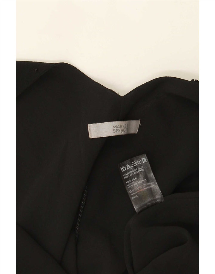 Marks & Spencer Blusa sin mangas para mujer UK 44 Seda negra mediana