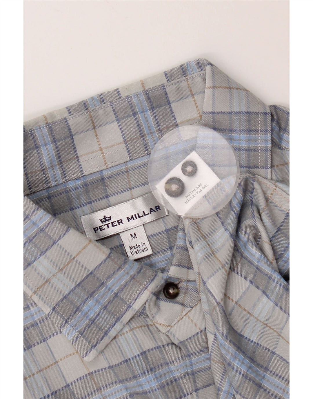 Peter Millar Camisa de franela para hombre Poliéster a cuadros gris medio