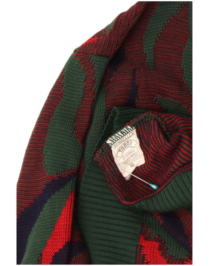 Vintage mujer polo cuello jersey suéter IT 46 grande multicolor