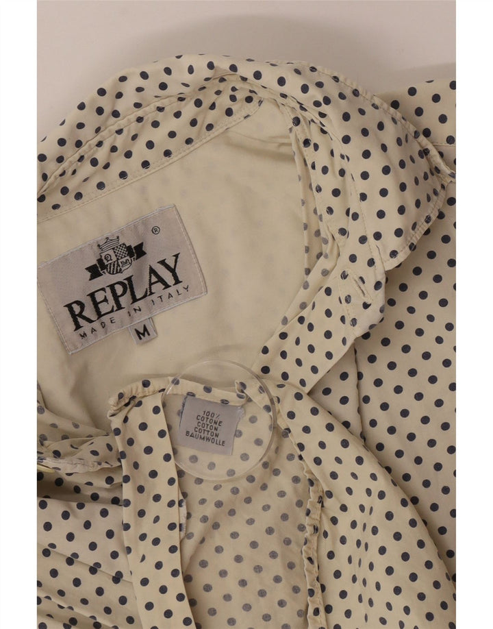 Camisa Replay Hombre De Manga Corta De Algodón Con Motivos Beige Medio