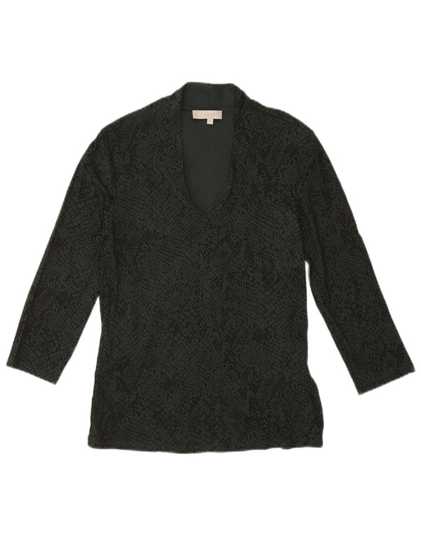 HOBBS Top Mujer Manga 3/4 UK 6 XS Verde Animal Print Viscosa