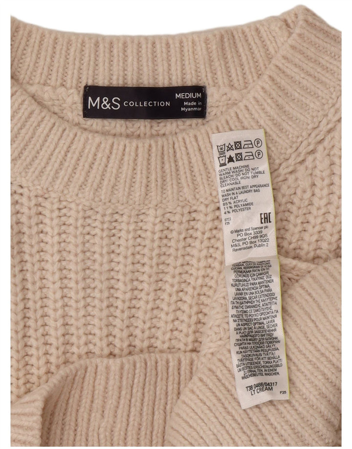 Marks & Spencer Suéter tipo jersey con cuello redondo para mujer UK 14 Medium Off White