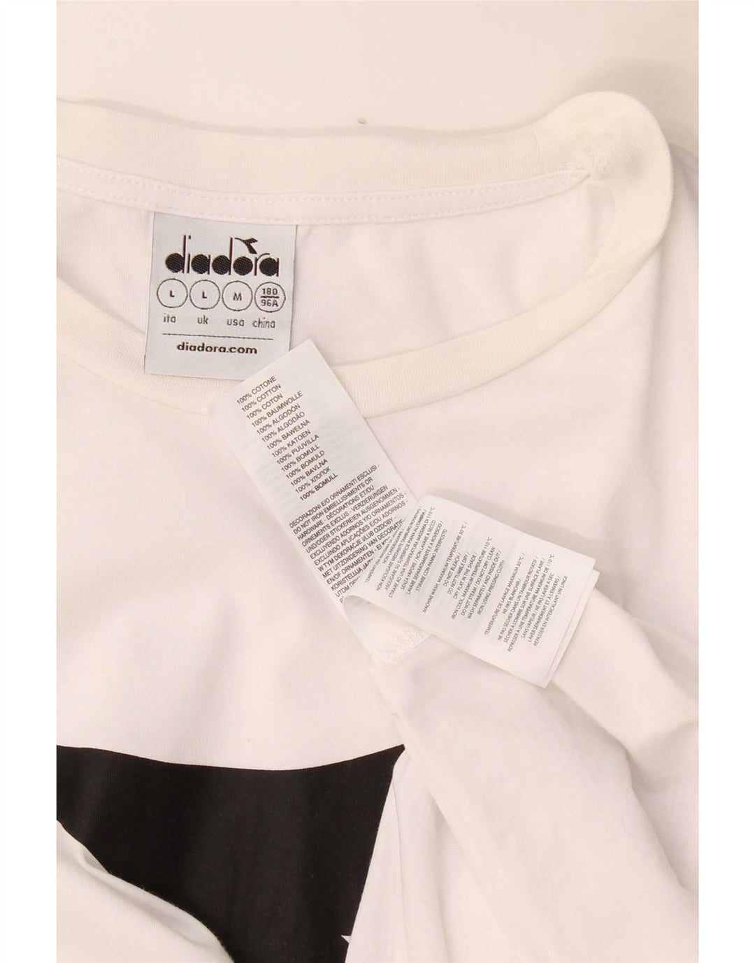 Diadora Hombre Camiseta Gráfica Top Grande Blanco Algodón