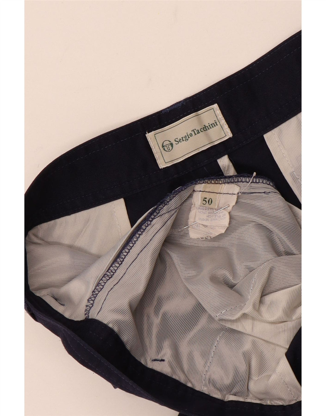 Sergio Tacchini Pantalones cortos chinos con clavijas para hombre IT 50 Large W32 Azul marino