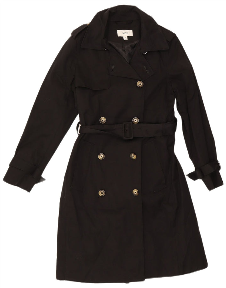 Marks & Spencer Gabardina de doble botonadura para mujer UK 10 Small Black
