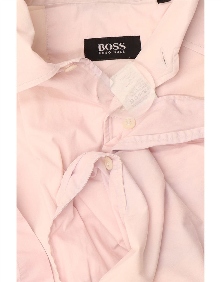 Camisa HUGO BOSS Hombre Manga Corta Algodón Rosa Medio
