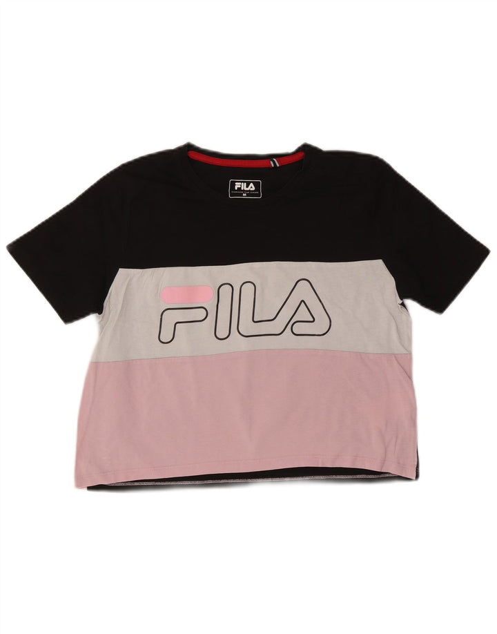 FILA Camiseta gráfica para mujer Top UK 12 Medium Multicolor Colorblock