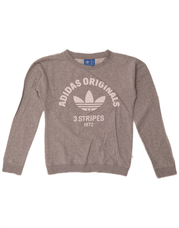 Adidas - Sudadera gráfica para mujer, talla 8, color gris