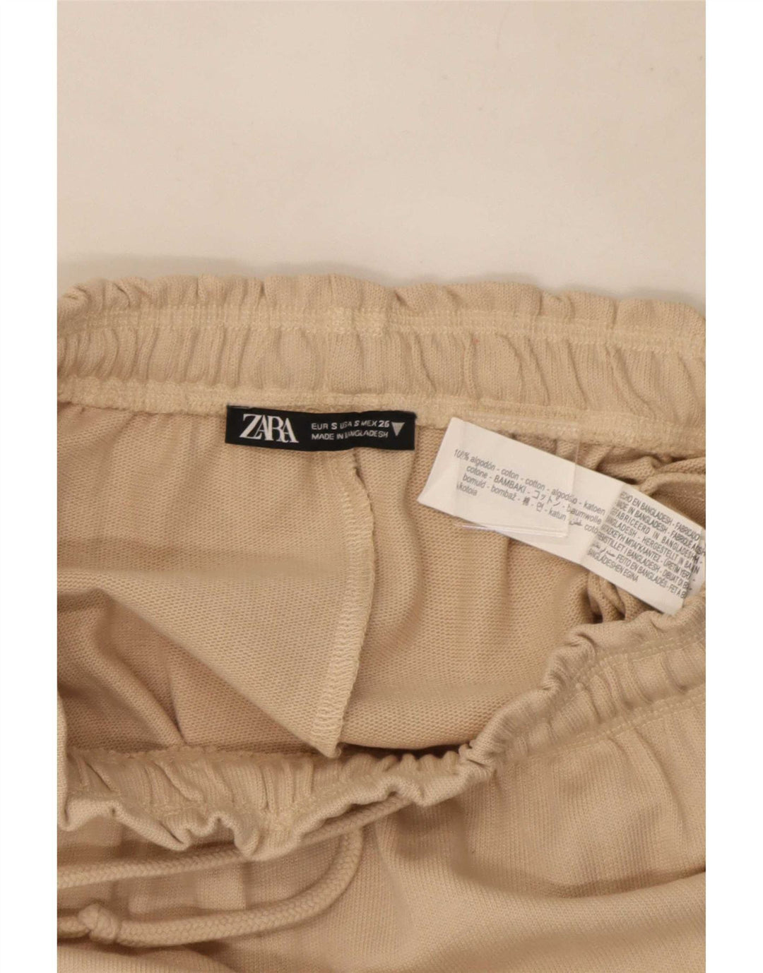 Zara Mujer Falda Midi Pequeña W26 Algodón Beige