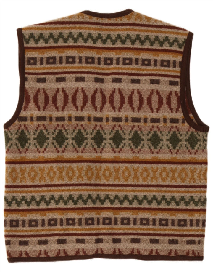 Chaleco vintage para hombre grande marrón geométrico
