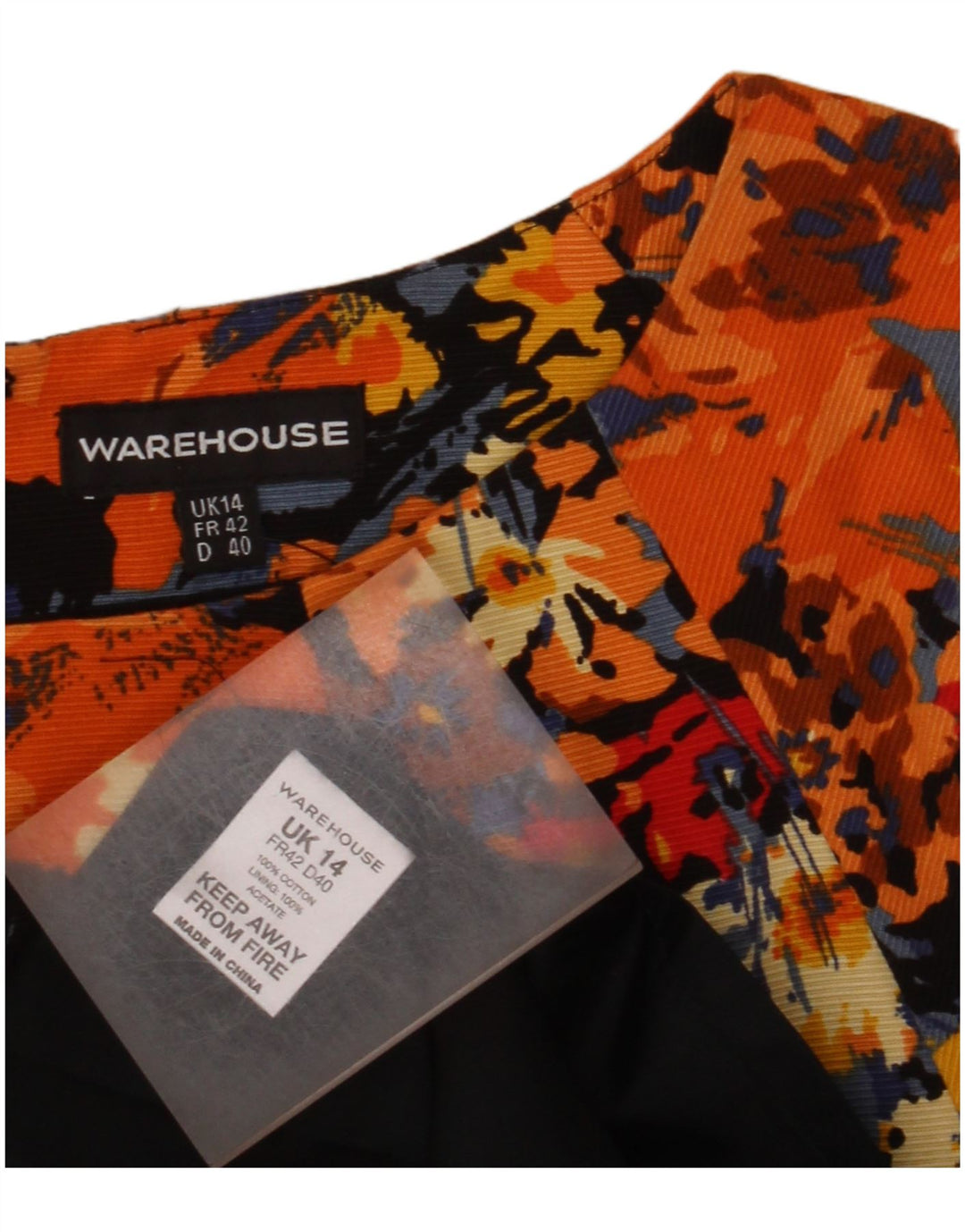 Vestido recto para mujer de Warehouse UK 44 Mediano Algodón floral multicolor