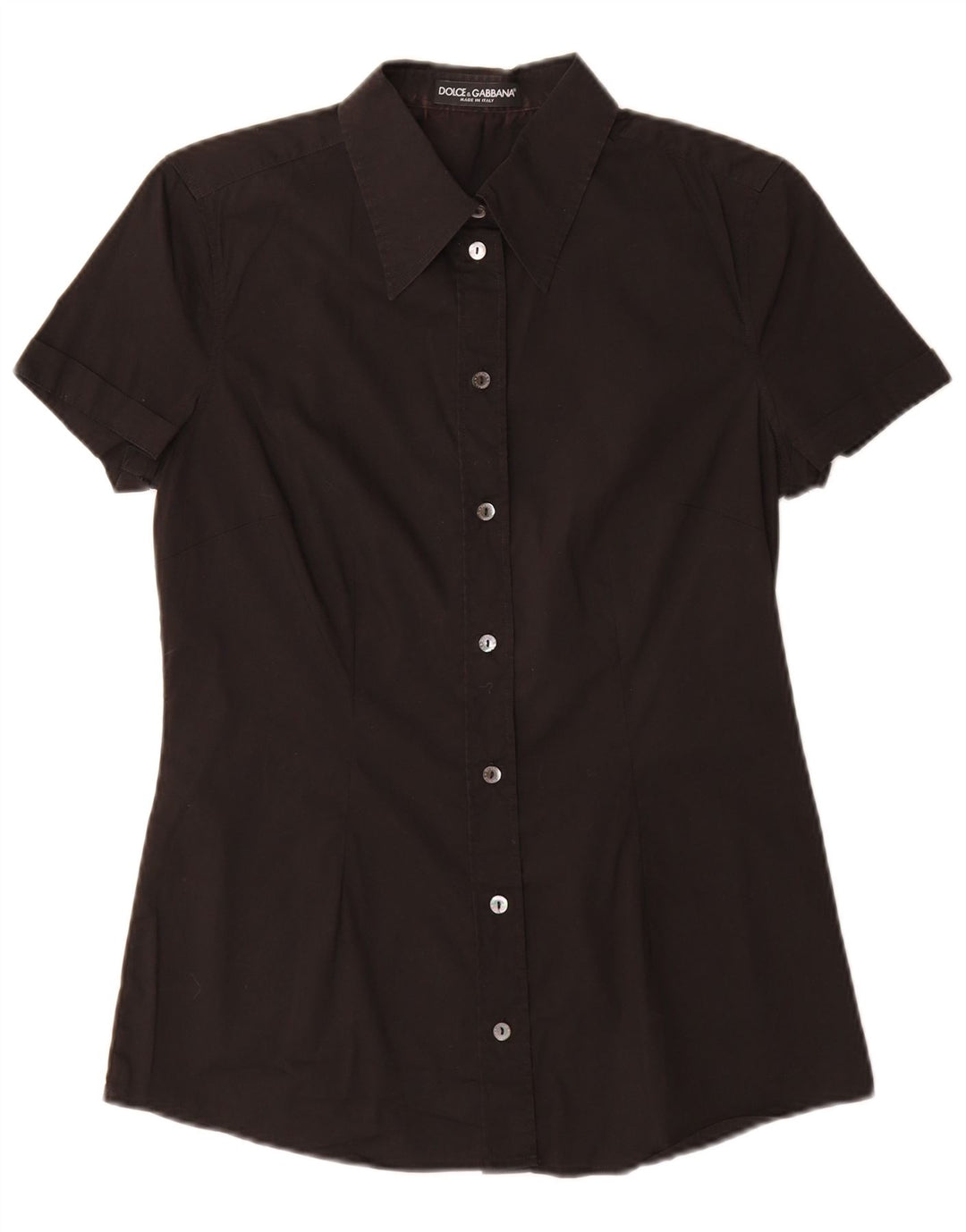 Dolce & Gabbana Camisa Manga Corta Mujer IT 42 Medium Negro Algodón