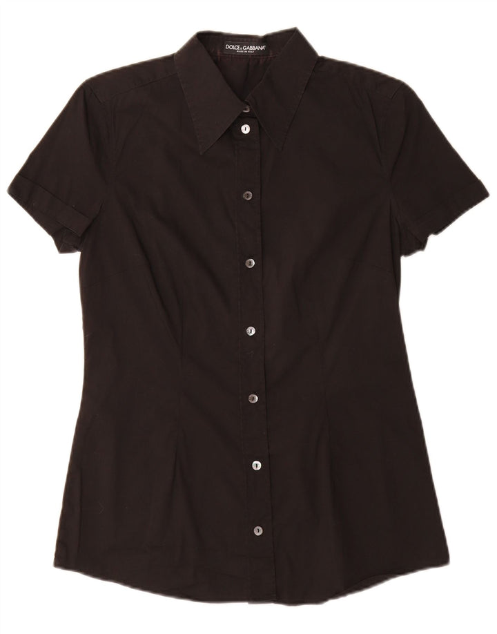 Dolce & Gabbana Camisa Manga Corta Mujer IT 42 Medium Negro Algodón