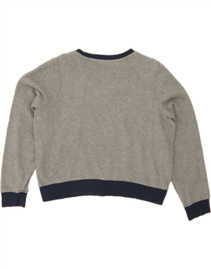 TOMMY HILFIGER Womens Crop Sweatshirt Jumper UK 14 Medium Grey Colourblock Vintage Tommy Hilfiger and Second-Hand Tommy Hilfiger from Messina Hembry 
